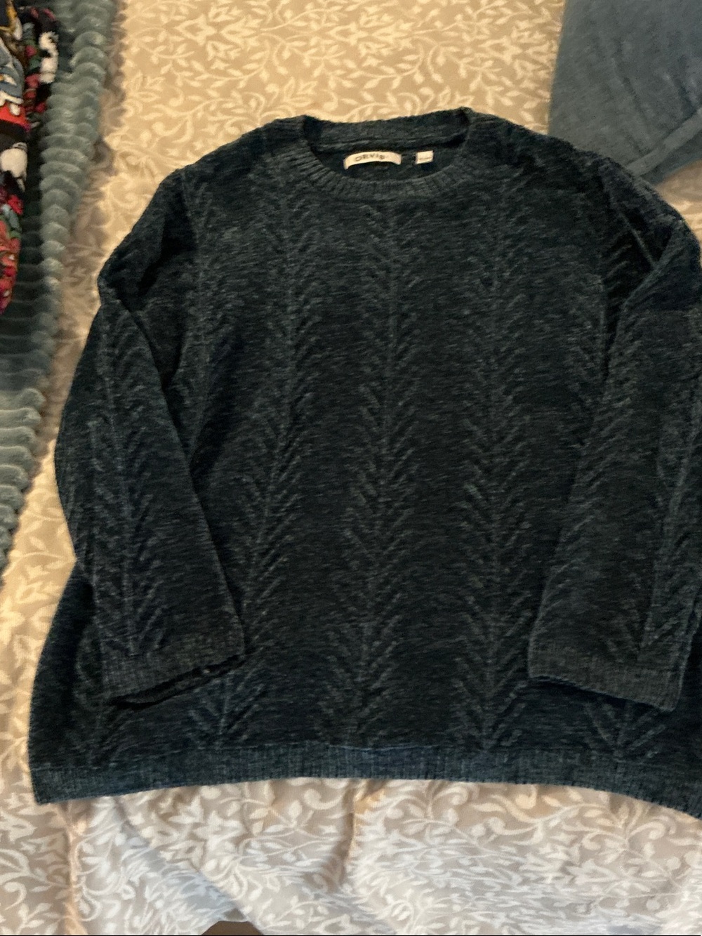 Orvis Women's Forestgreen Textured Crewneck Sweater, softandcozy.